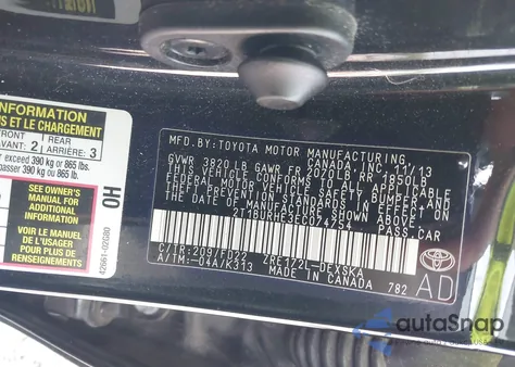 2014 Toyota Corolla L/Le/Le Pls/Prm/S/S Pls from USA, damaged, VIN 2T1BURHE3EC074754